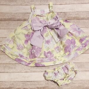 Janie and Jack Yellow and Lavender Floral Dress with Bow